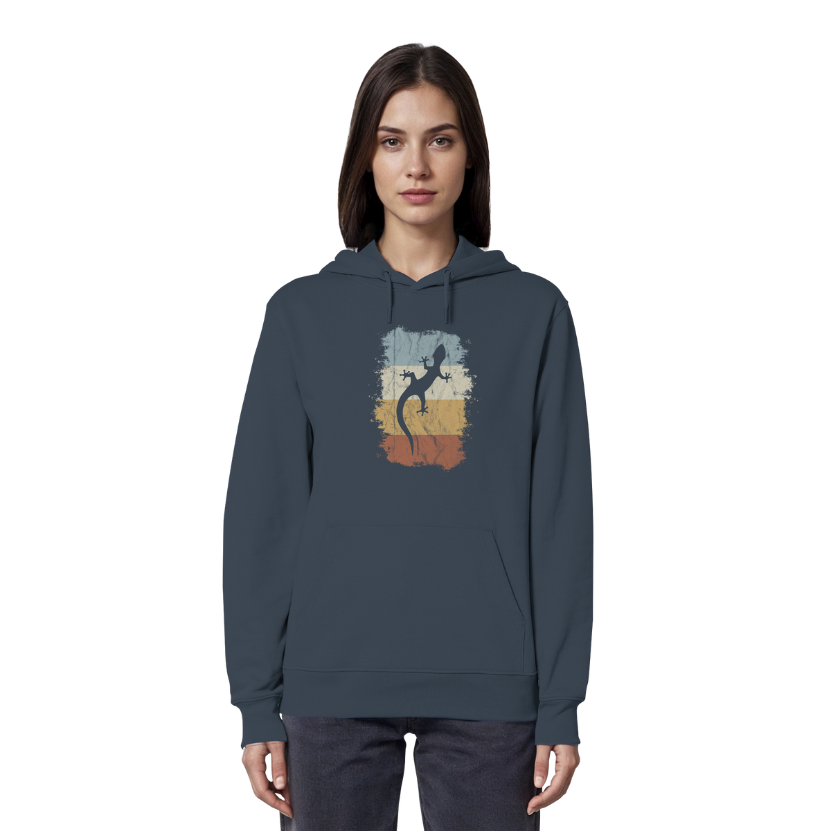 Retro Gecko Salamander Silhouette - Organic Hoodie