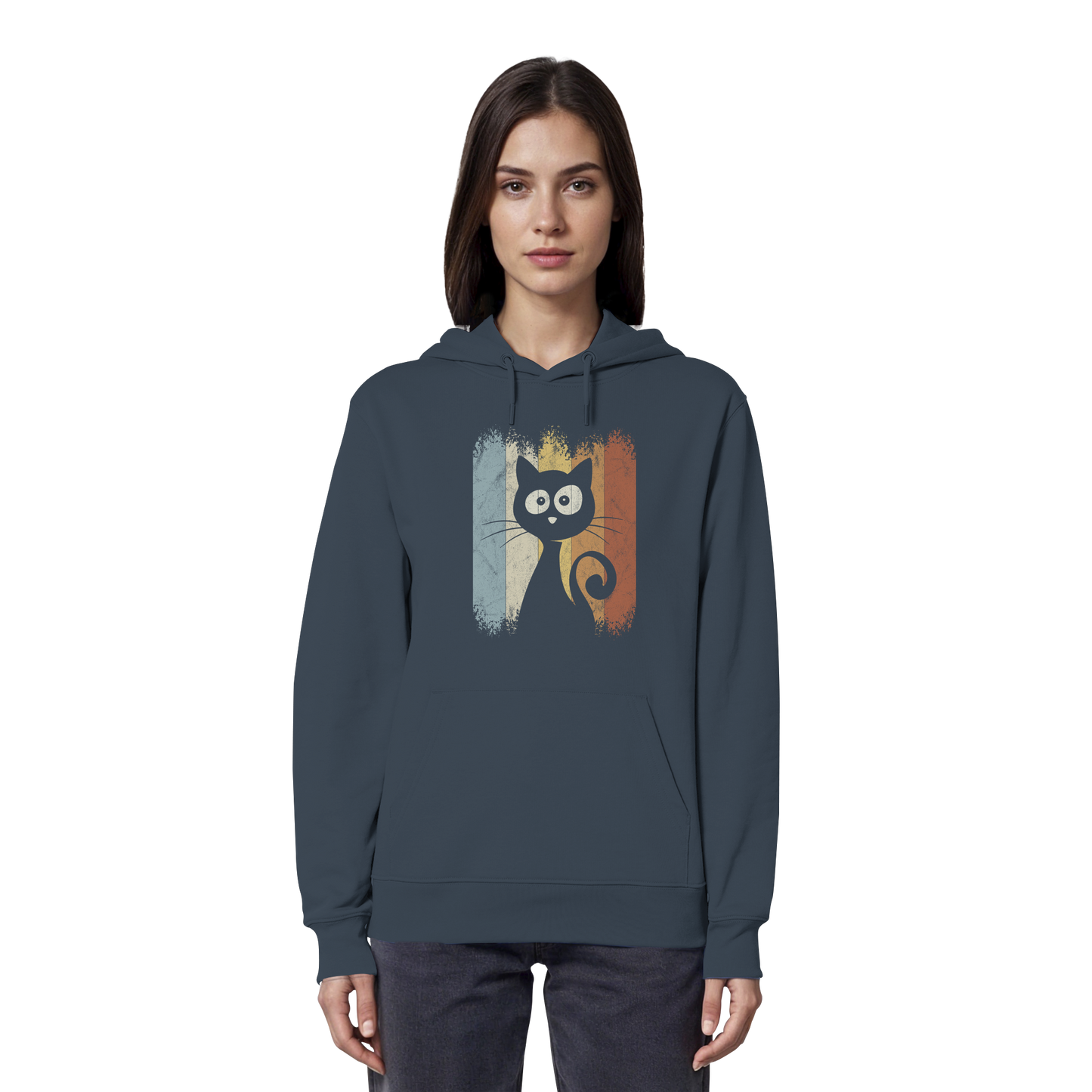 Retro Katze Silhouette - Organic Hoodie