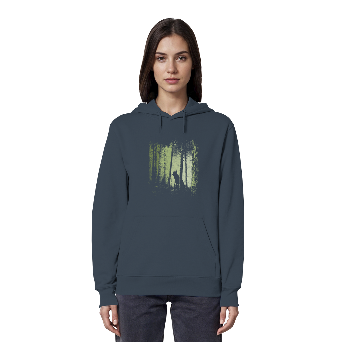 Luchs Wildkatze im Zwielicht Wald - Organic Hoodie