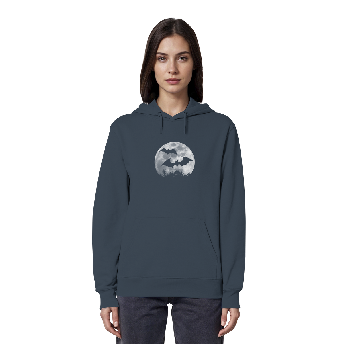 Fledermaus Silhouetten bei Vollmond - Organic Hoodie