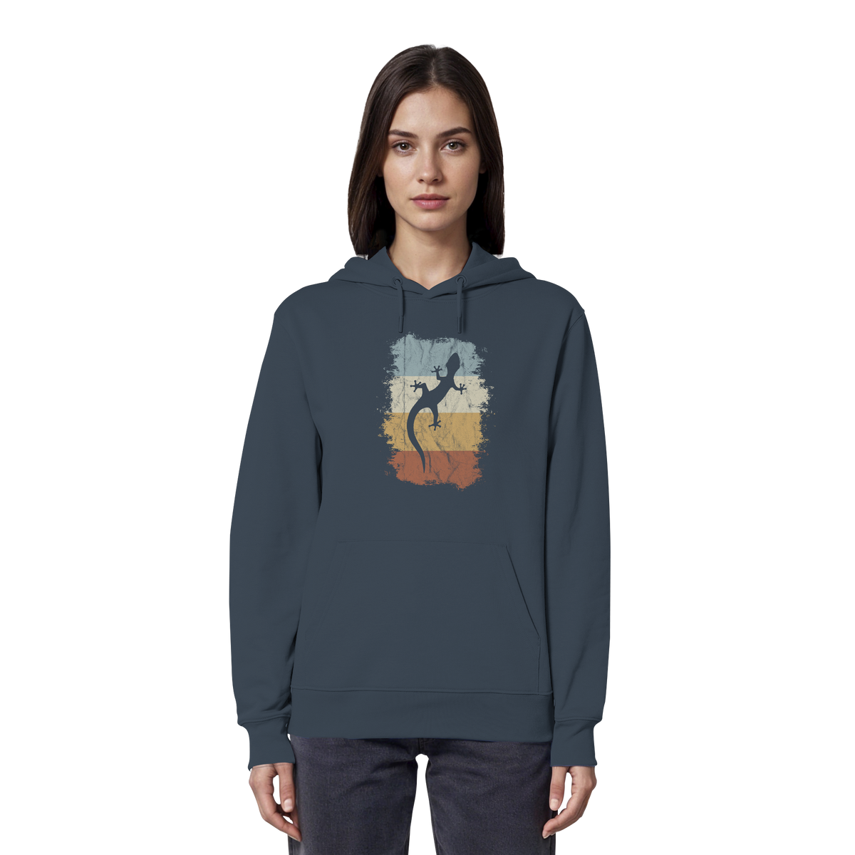 Retro Gecko Salamander Silhouette - Organic Hoodie