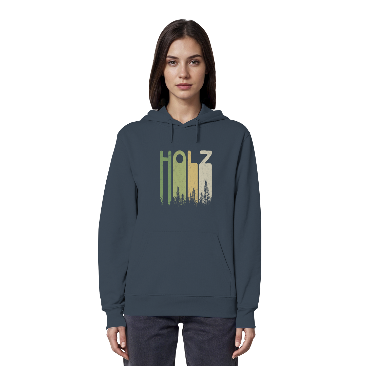 Holz Retro Wald Schriftzug - Organic Hoodie