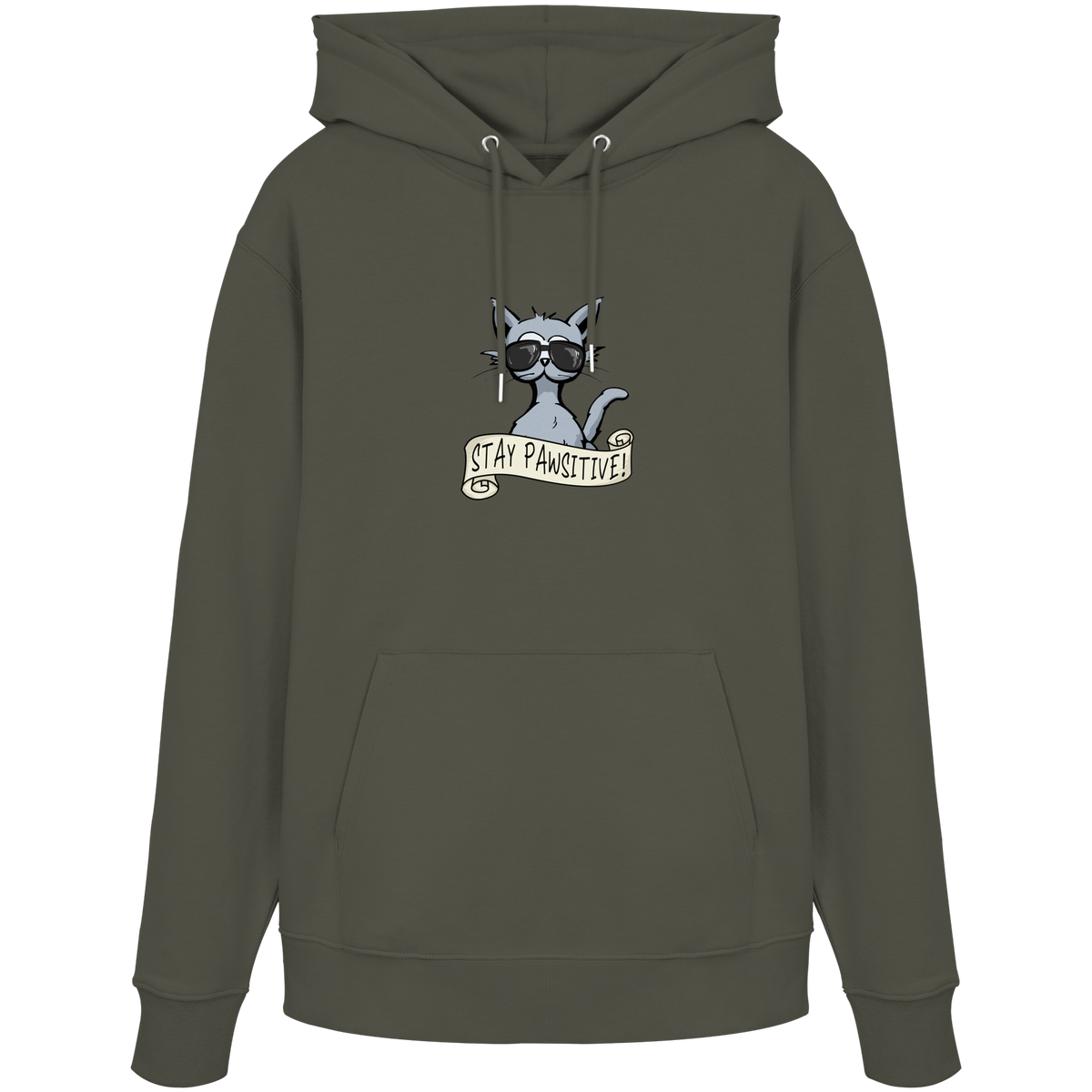 Stay Pawsitive Bleib lässig Hipster Katze - Organic Hoodie