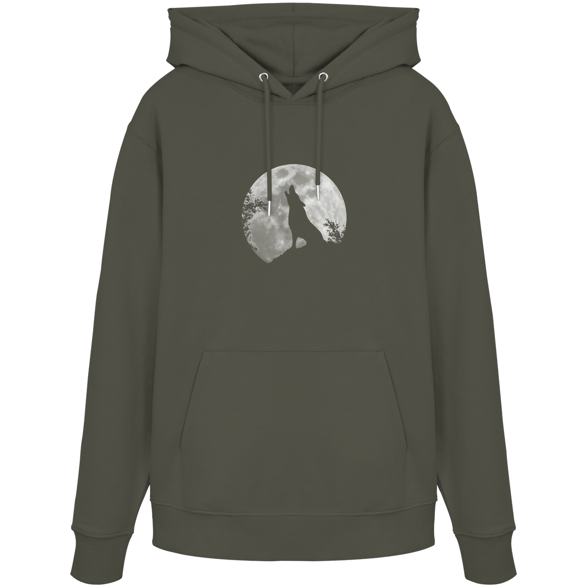 Heulender Wolf Silhouette vor Vollmond - Organic Hoodie