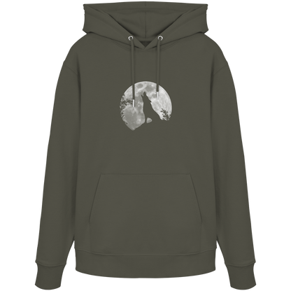 Heulender Wolf Silhouette vor Vollmond - Organic Hoodie