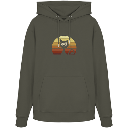 Katze vor Retro Sonnenuntergang - Organic Hoodie