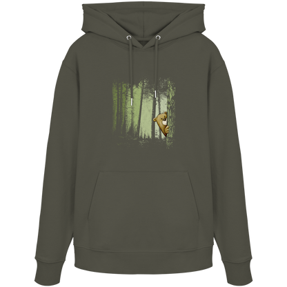 Comic Bär versteckt im Zwielicht Wald - Organic Hoodie