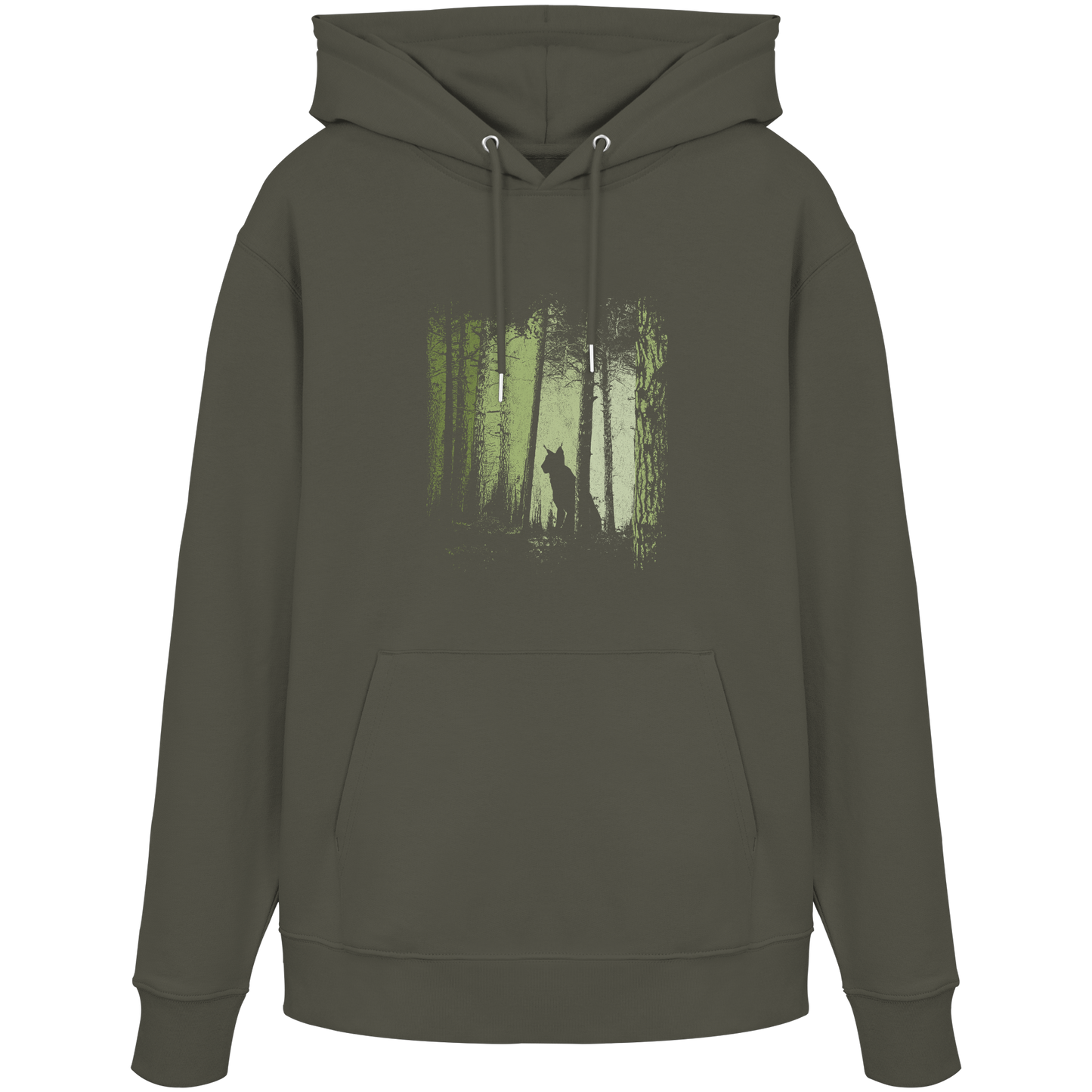 Luchs Wildkatze im Zwielicht Wald - Organic Hoodie
