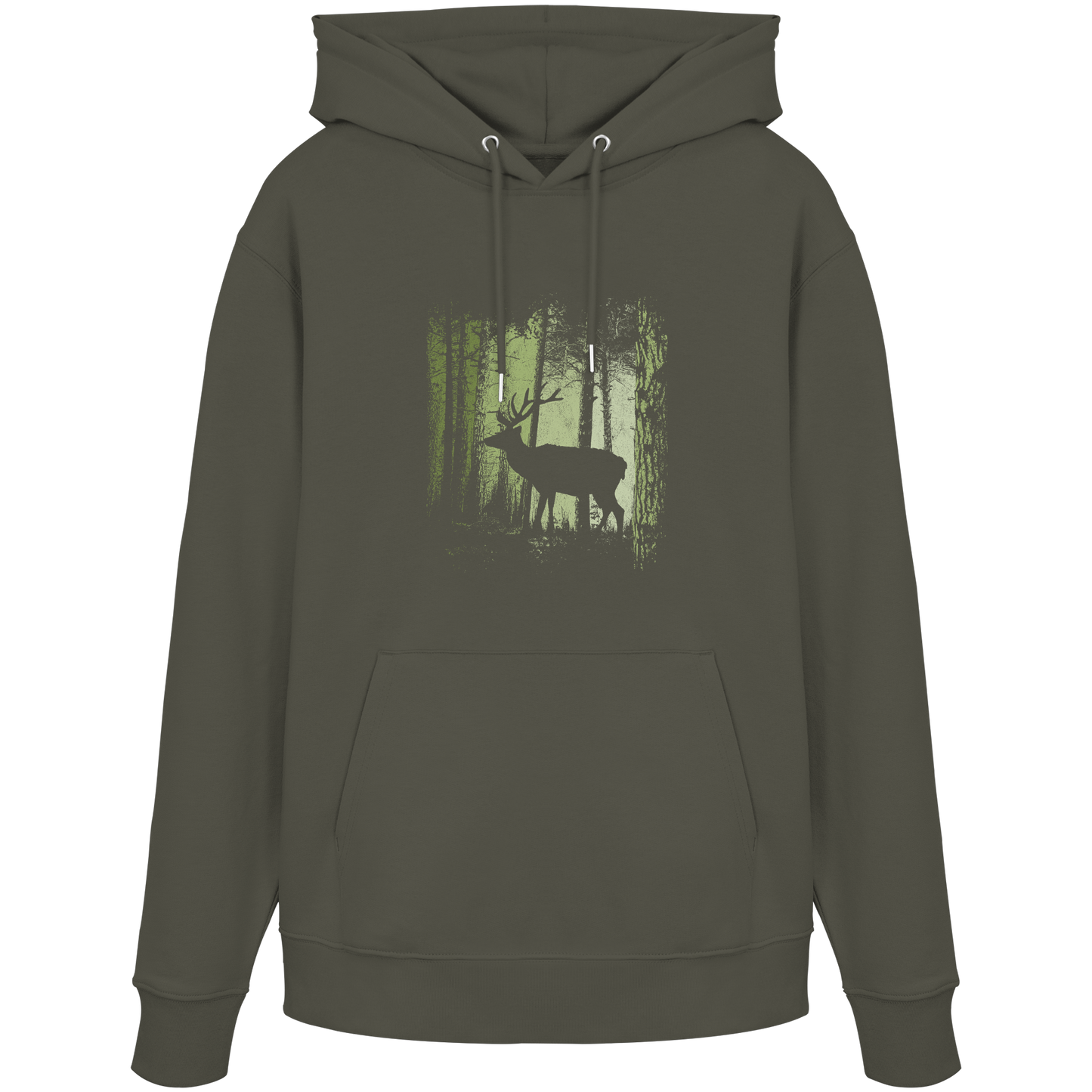Hirsch im Zwielicht Wald - Organic Hoodie
