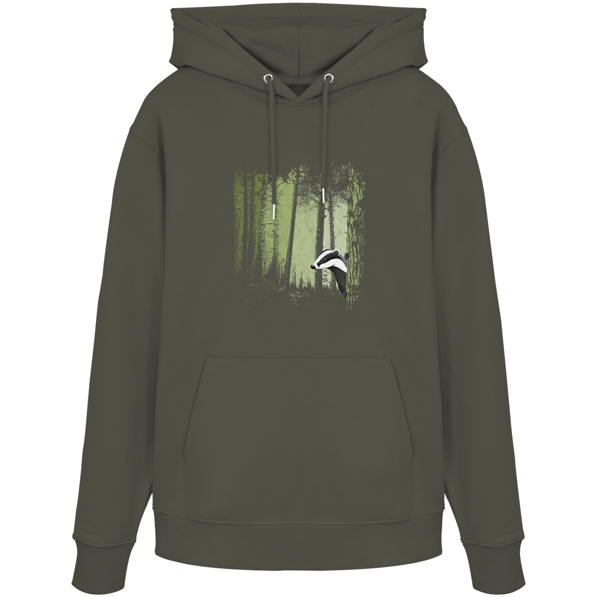frecher Dachs im Zwielicht Wald - Organic Hoodie