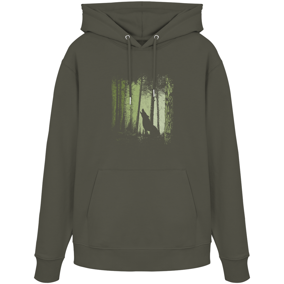 Einsamer Wolf im Zwielicht Wald  - Organic Hoodie