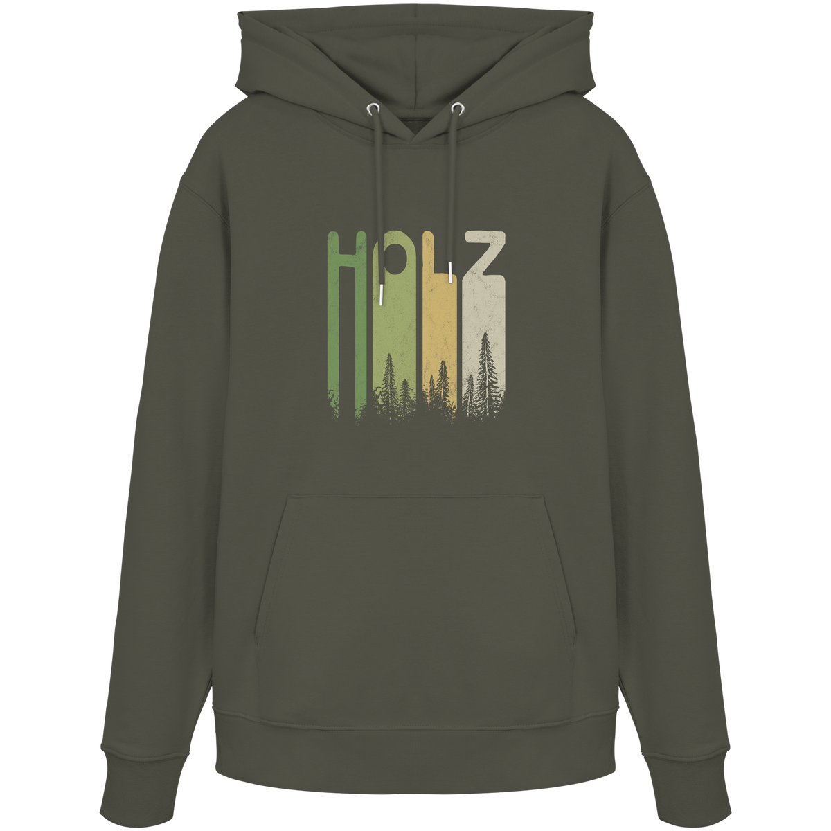 Holz Retro Wald Schriftzug - Organic Hoodie