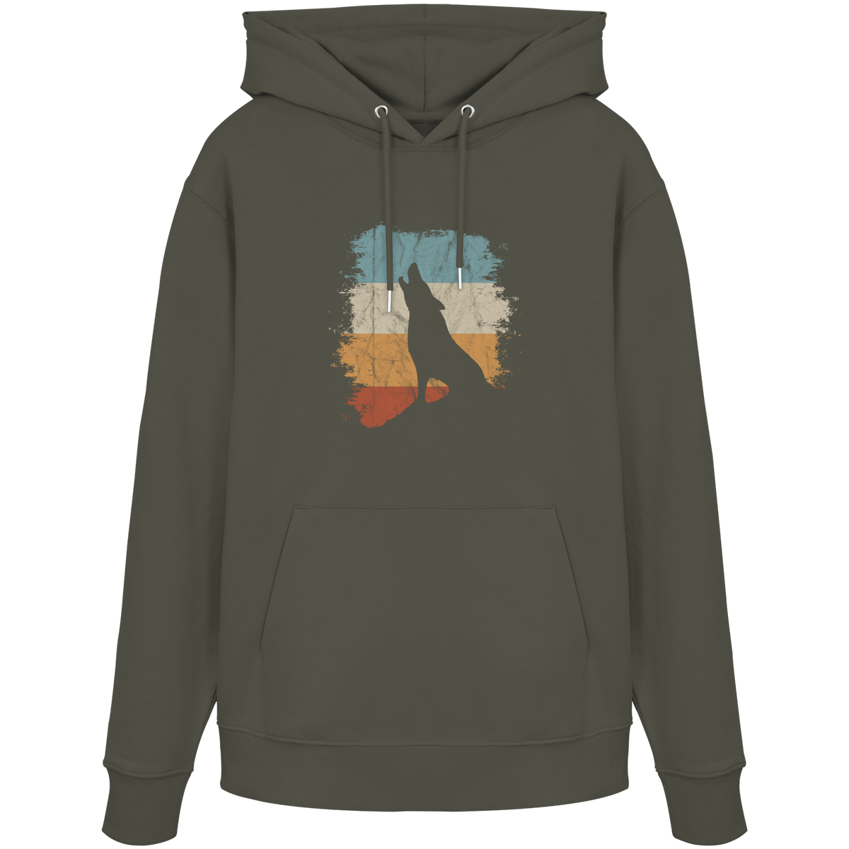 Retro Style lässig heulender Wolf  - Organic Hoodie