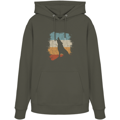 Retro Style lässig heulender Wolf  - Organic Hoodie