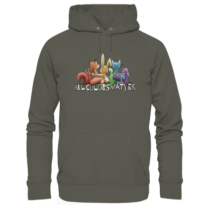 All Colors Matter! Regenbogen Tiere für Vielfalt - Organic Hoodie