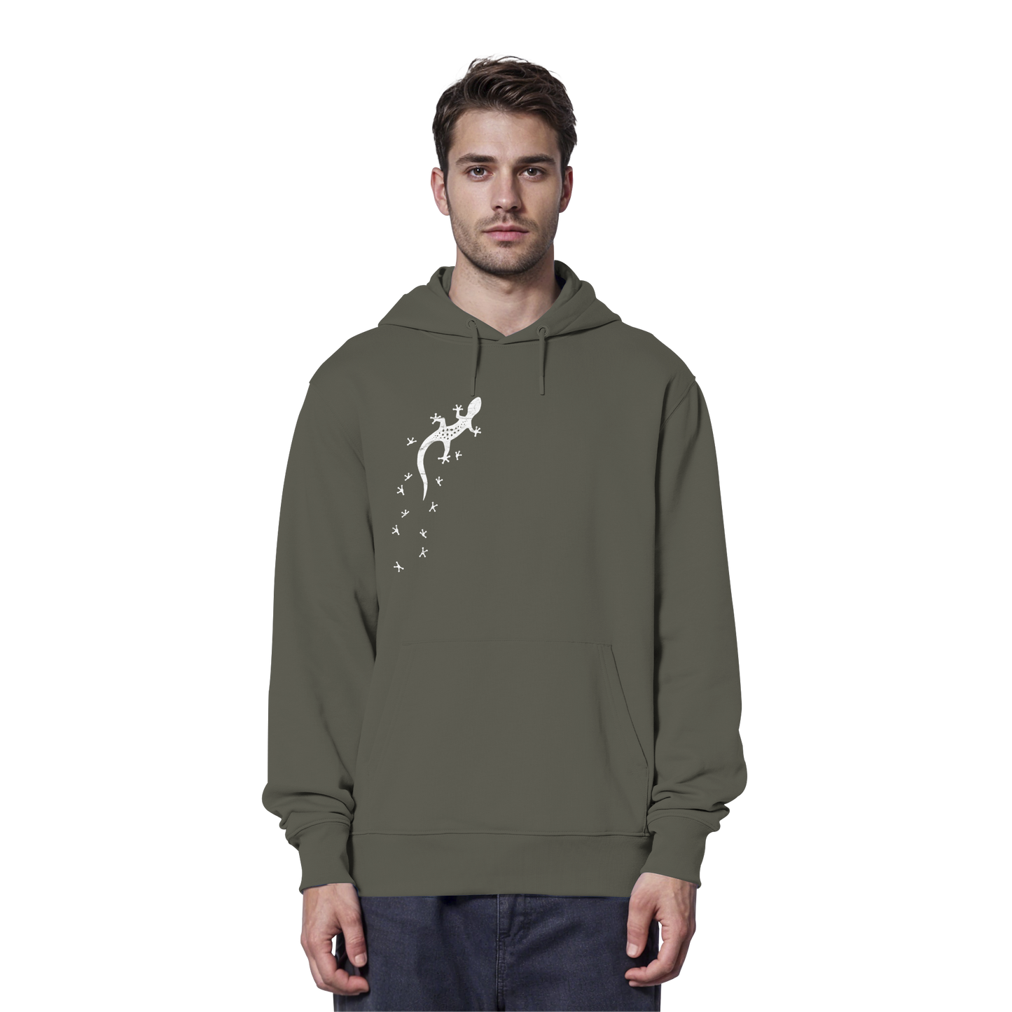 Gecko Eidechse Silhouette hell - Organic Hoodie
