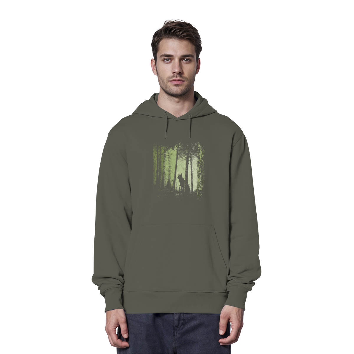 Luchs Wildkatze im Zwielicht Wald - Organic Hoodie