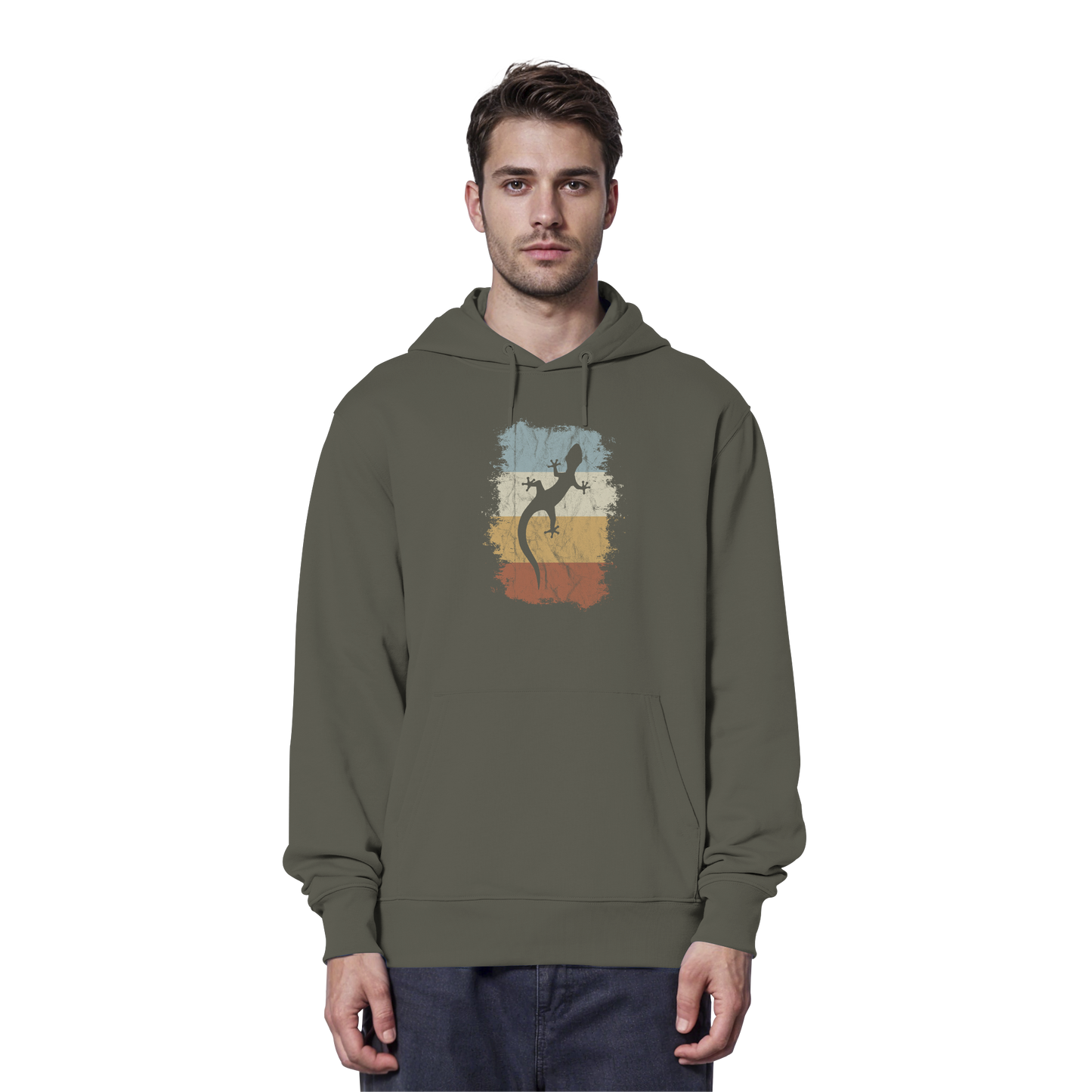 Retro Gecko Salamander Silhouette - Organic Hoodie