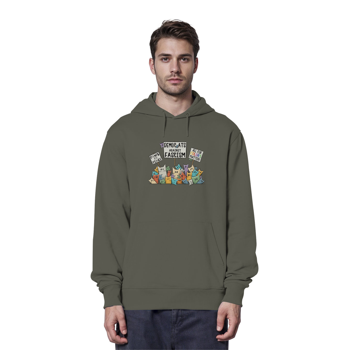 Demo-Katzen gegen Faschismus und für Vielfalt - Organic Hoodie