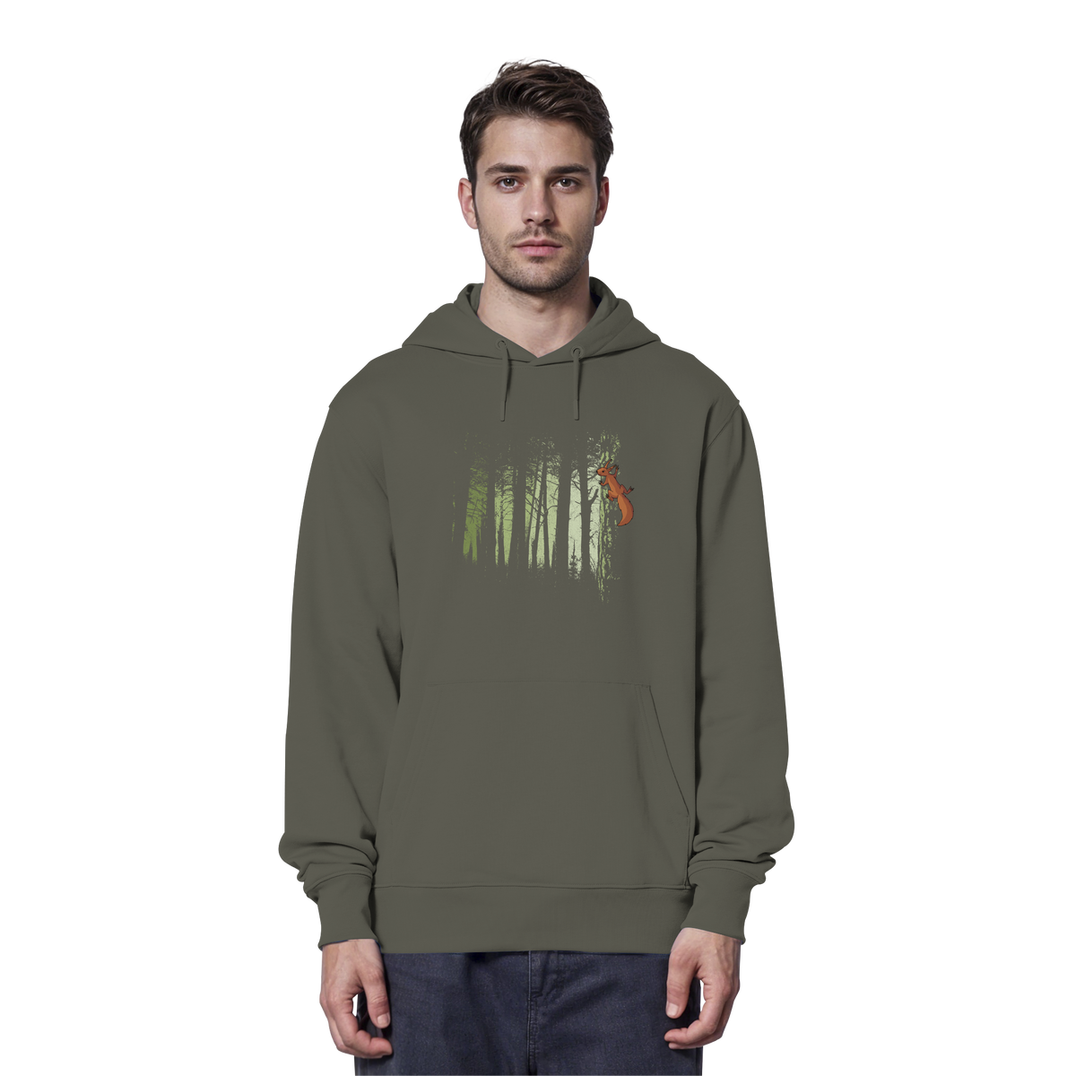 Eichhörnchen im Zwielicht-Wald - Organic Hoodie