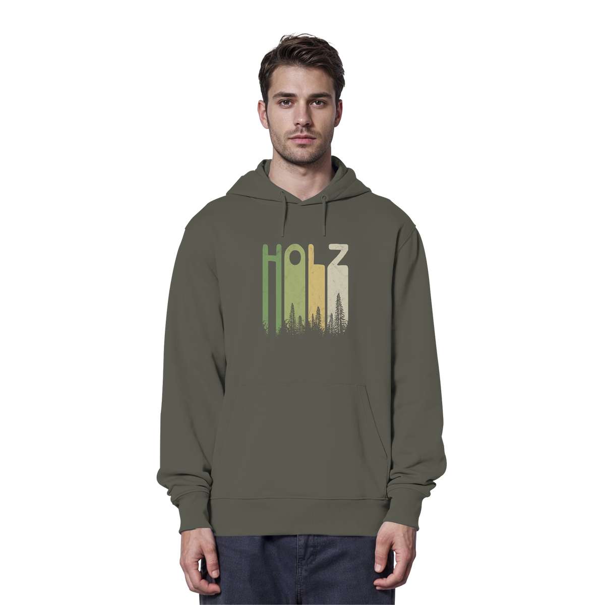 Holz Retro Wald Schriftzug - Organic Hoodie