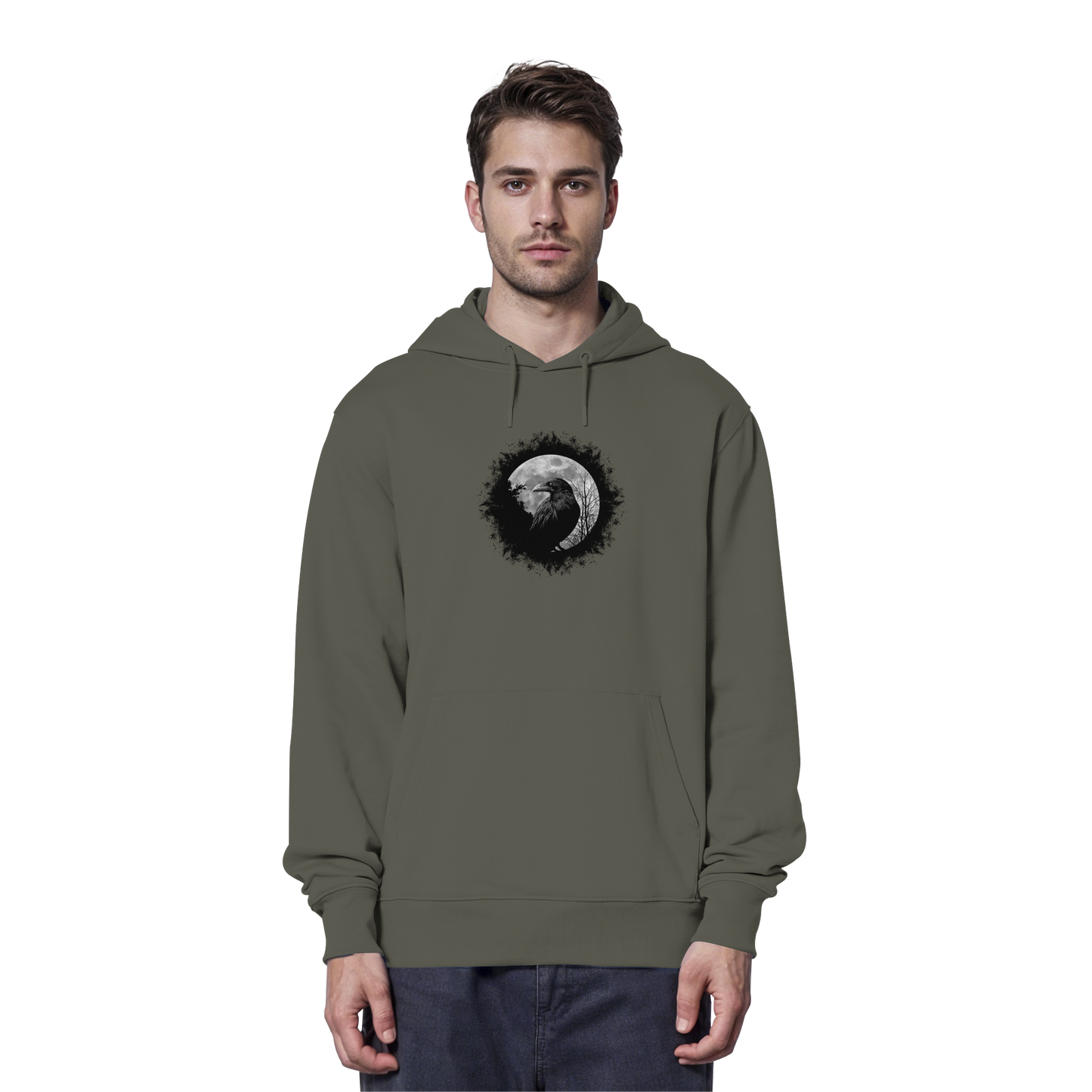 Schwarzer Rabe bei Vollmond  - Organic Hoodie