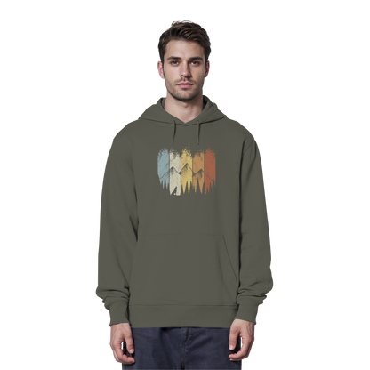 Retro Wald, Berge und Wolf  - Organic Hoodie
