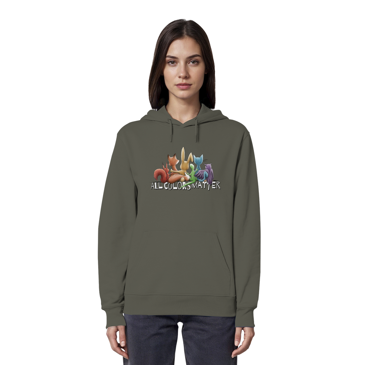 All Colors Matter! Regenbogen Tiere für Vielfalt - Organic Hoodie