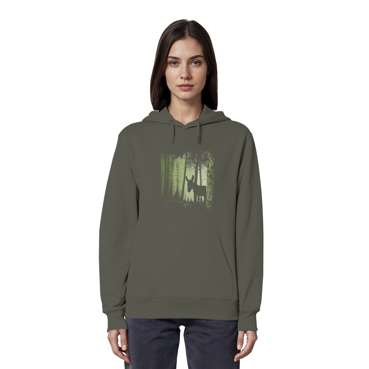 Esel im Zwielicht-Wald - Organic Hoodie