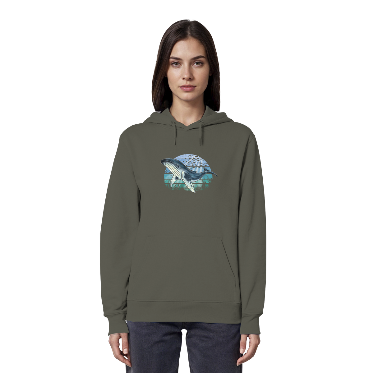 Retro Unterwasser Buckelwal - Organic Hoodie