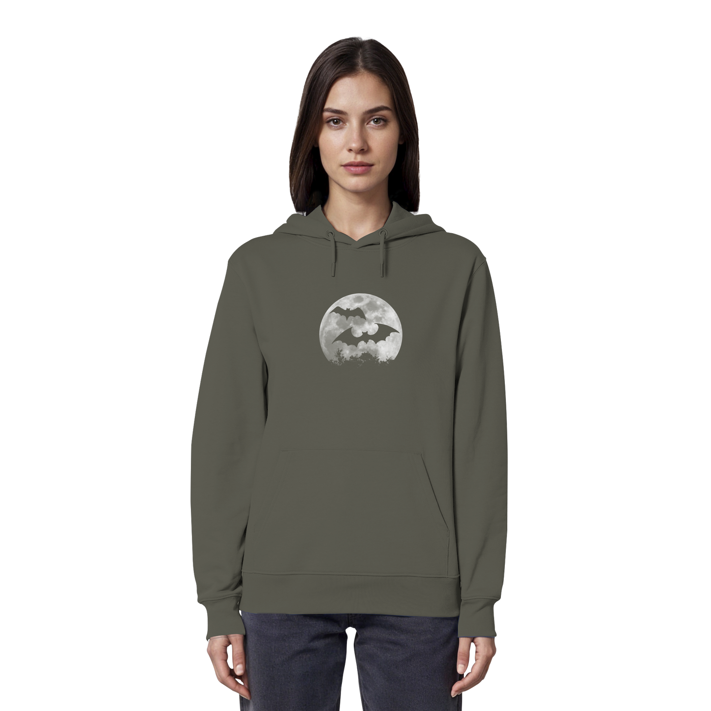 Fledermaus Silhouetten bei Vollmond - Organic Hoodie