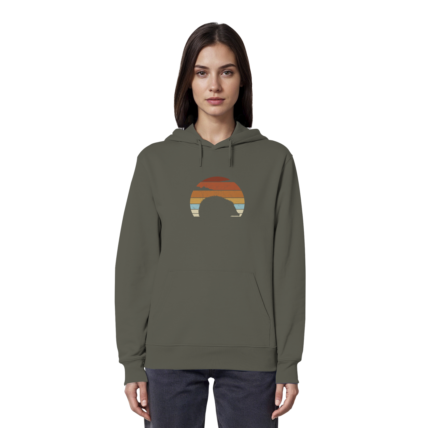 Retro Igel Silhouette im Sonnenuntergang - Organic Hoodie