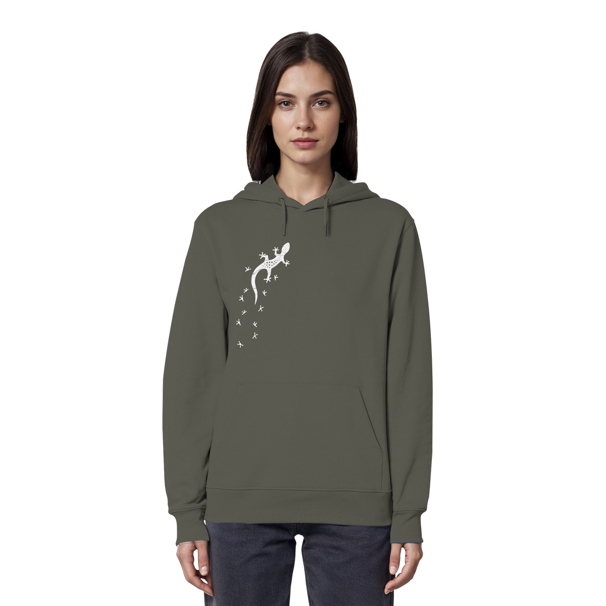 Gecko Eidechse Silhouette hell - Organic Hoodie