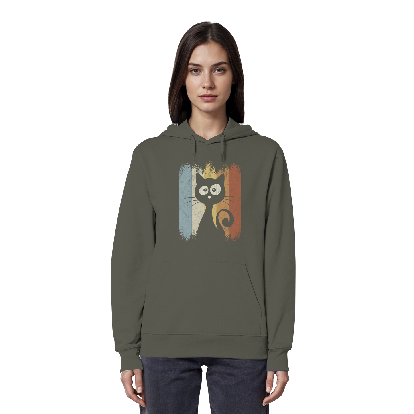 Retro Katze Silhouette - Organic Hoodie