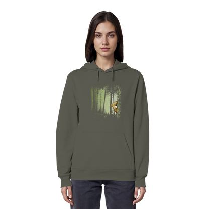 Comic Bär versteckt im Zwielicht Wald - Organic Hoodie