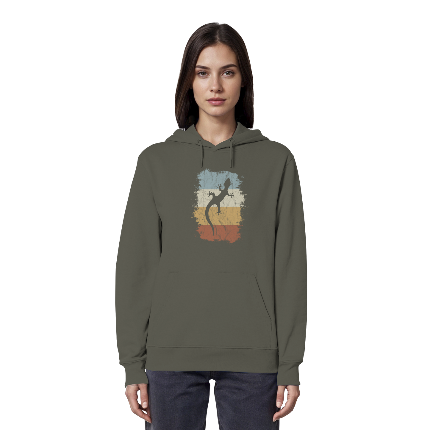 Retro Gecko Salamander Silhouette - Organic Hoodie