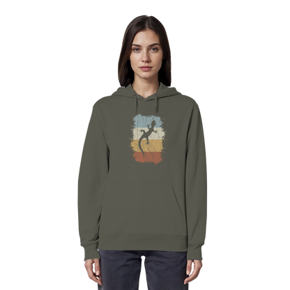 Retro Gecko Salamander Silhouette - Organic Hoodie