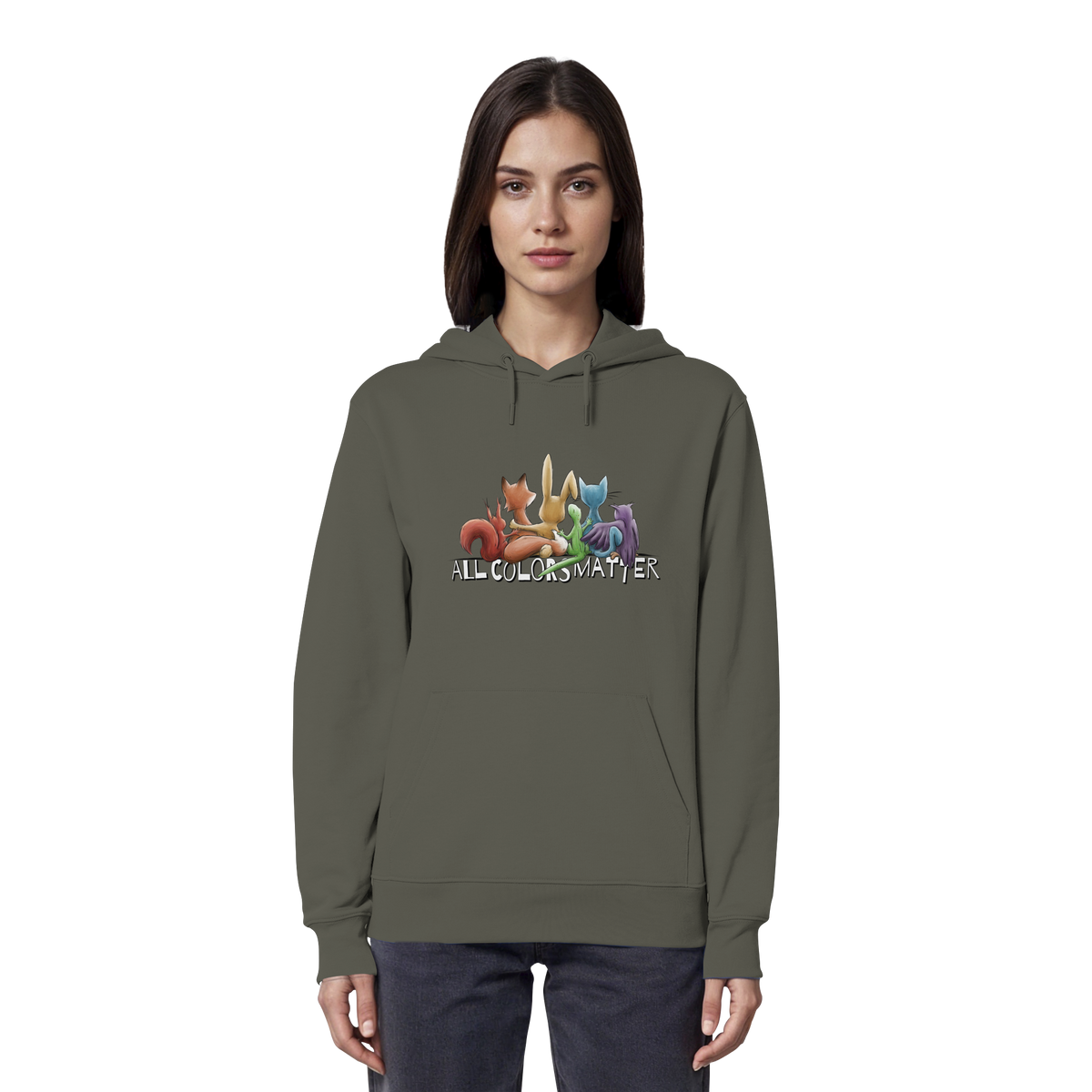 All Colors Matter! Regenbogen Tiere für Vielfalt - Organic Hoodie
