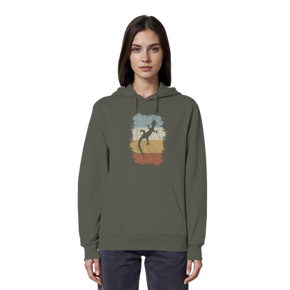 Retro Gecko Salamander Silhouette - Organic Hoodie