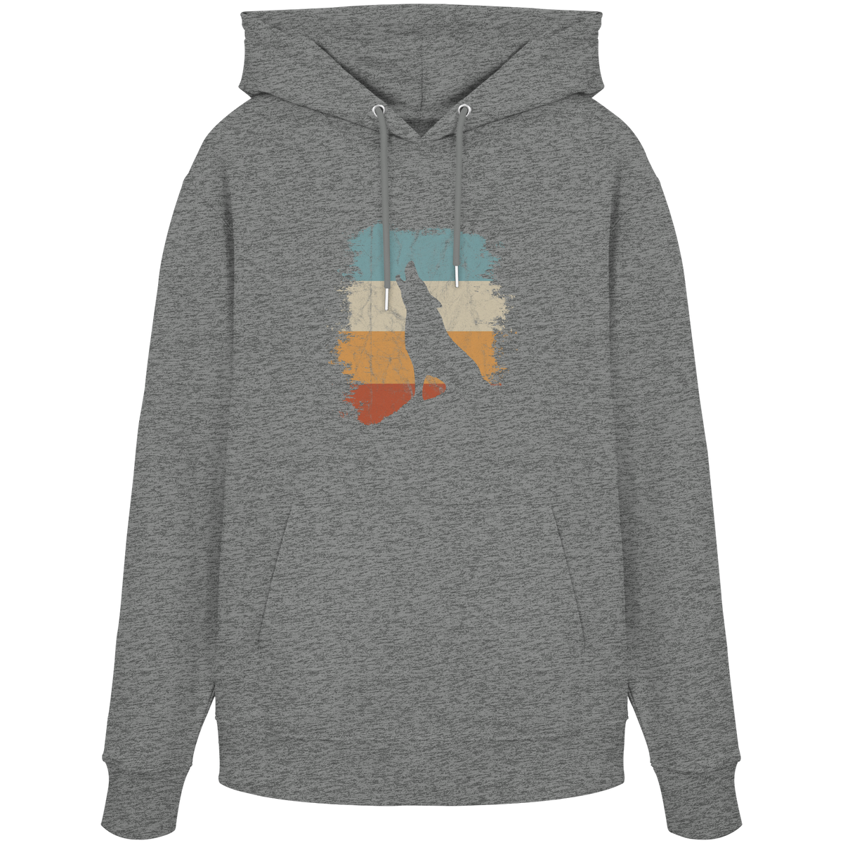 Retro Style lässig heulender Wolf  - Organic Hoodie
