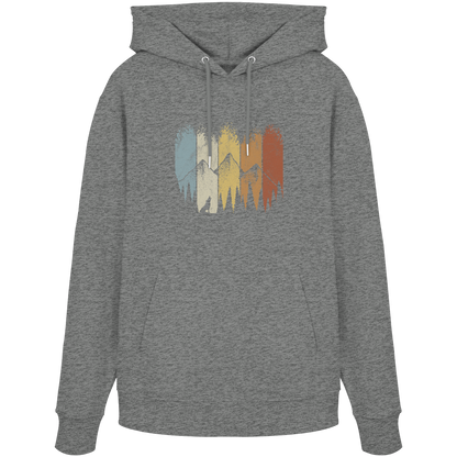 Retro Wald, Berge und Wolf  - Organic Hoodie