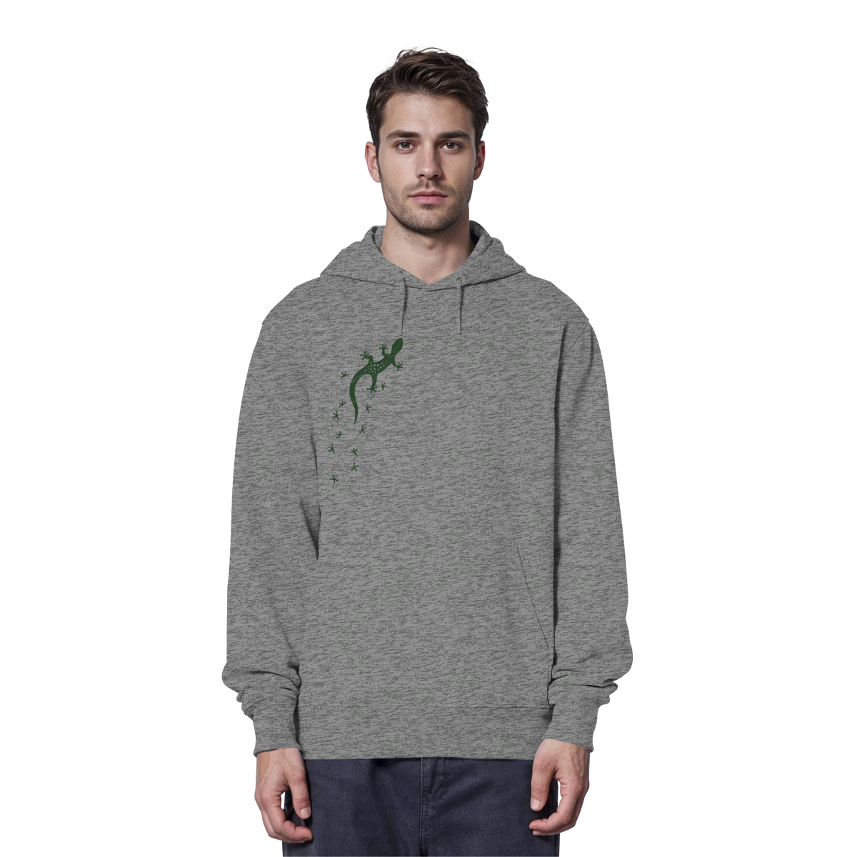 Gecko Eidechse Silhouette dunkel - Organic Hoodie