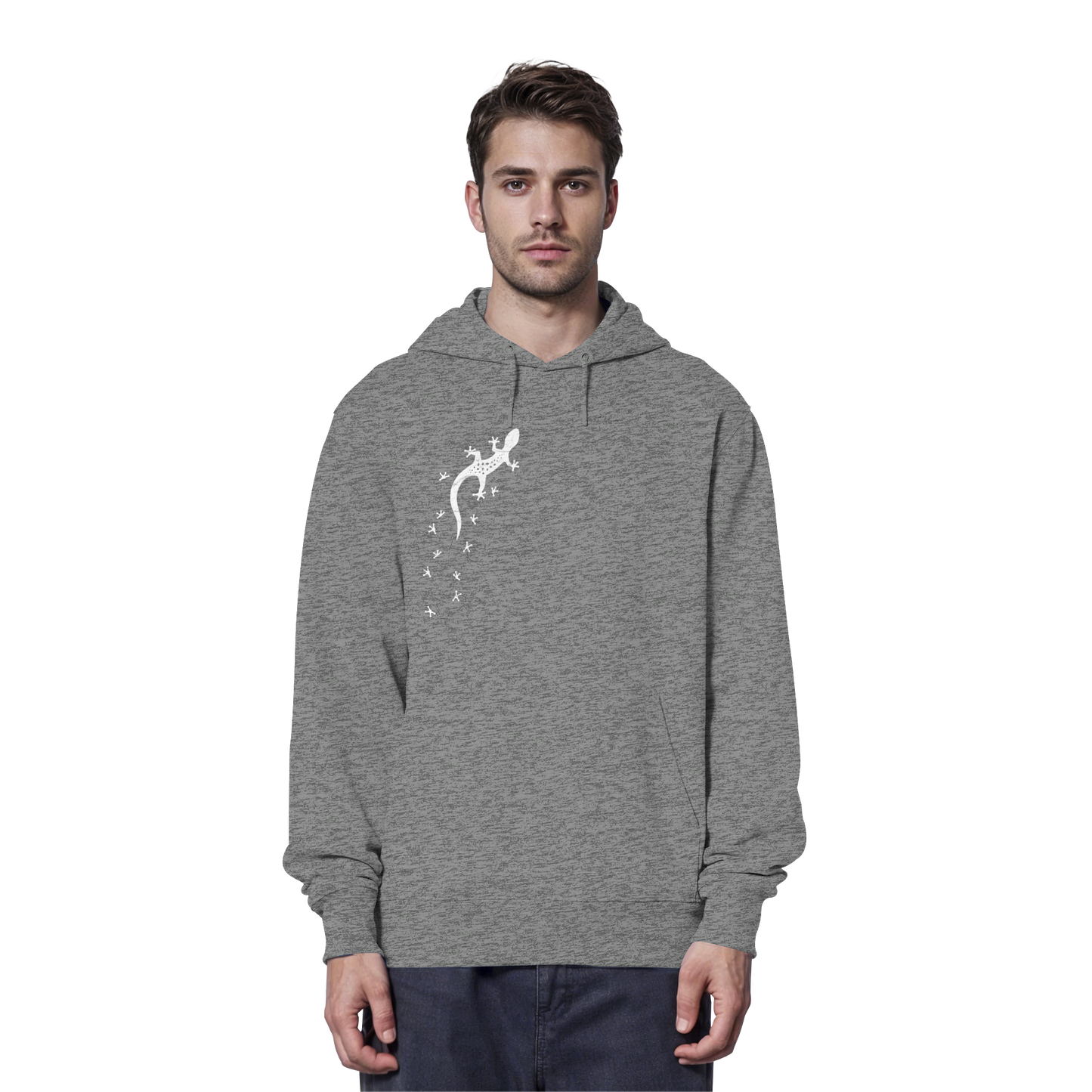 Gecko Eidechse Silhouette hell - Organic Hoodie