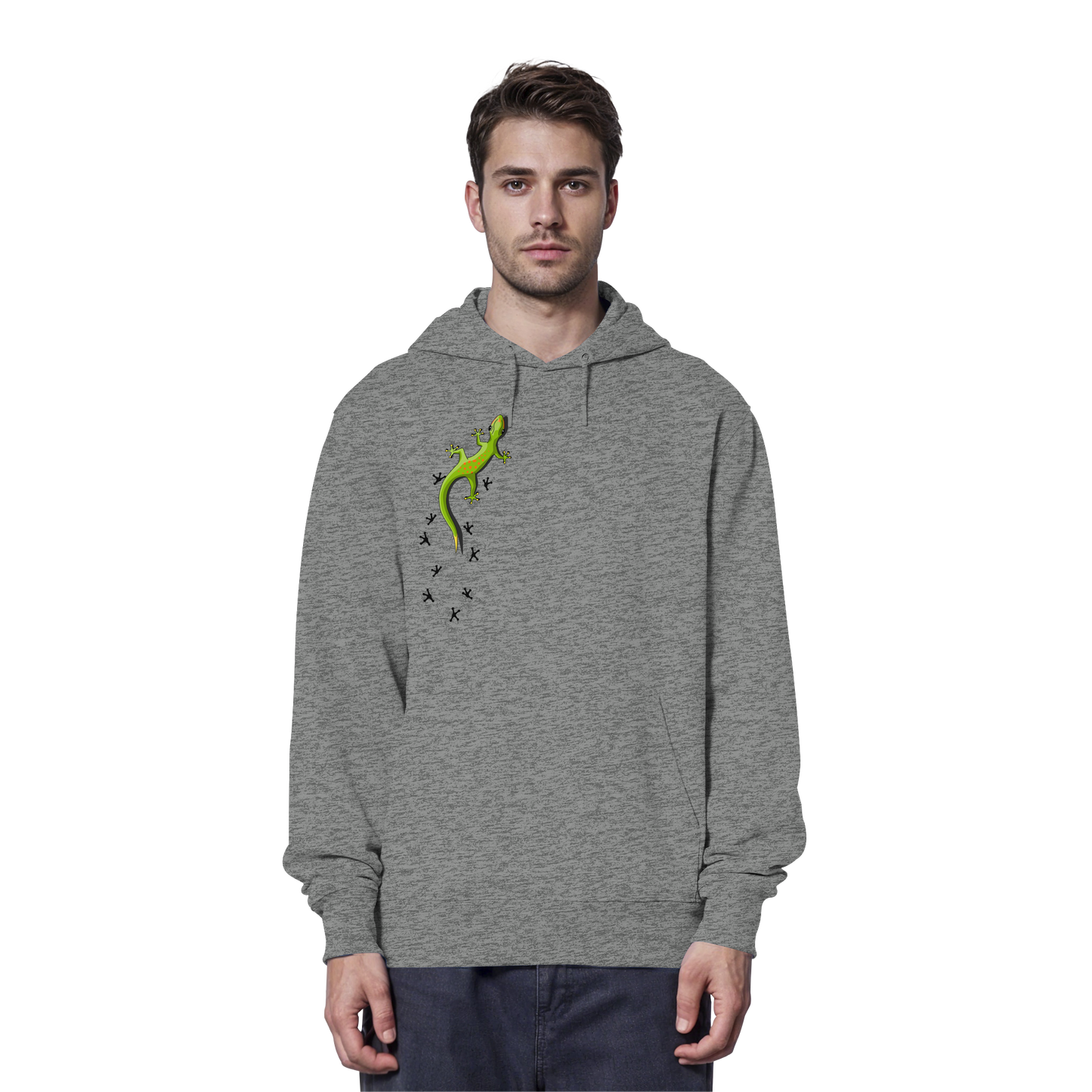 Kletternder Gecko mit Spuren - Organic Hoodie