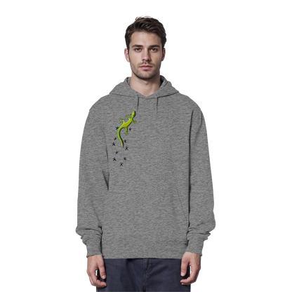 Kletternder Gecko mit Spuren - Organic Hoodie