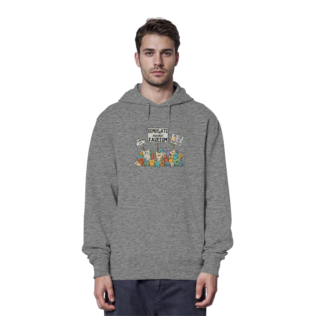 Demo-Katzen gegen Faschismus und für Vielfalt - Organic Hoodie