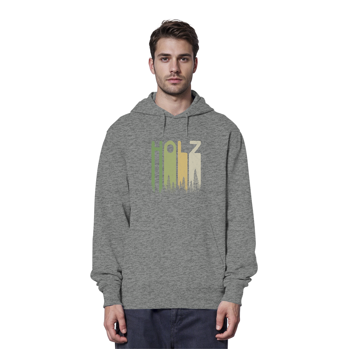 Holz Retro Wald Schriftzug - Organic Hoodie