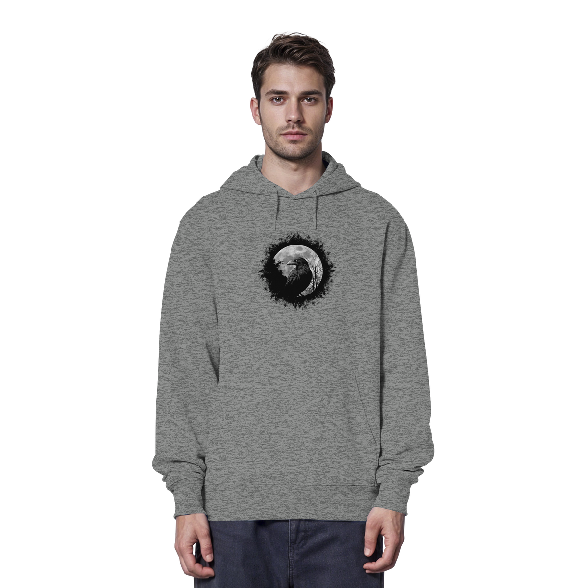 Schwarzer Rabe bei Vollmond  - Organic Hoodie