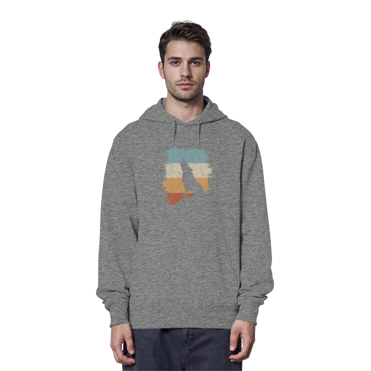 Retro Style lässig heulender Wolf  - Organic Hoodie