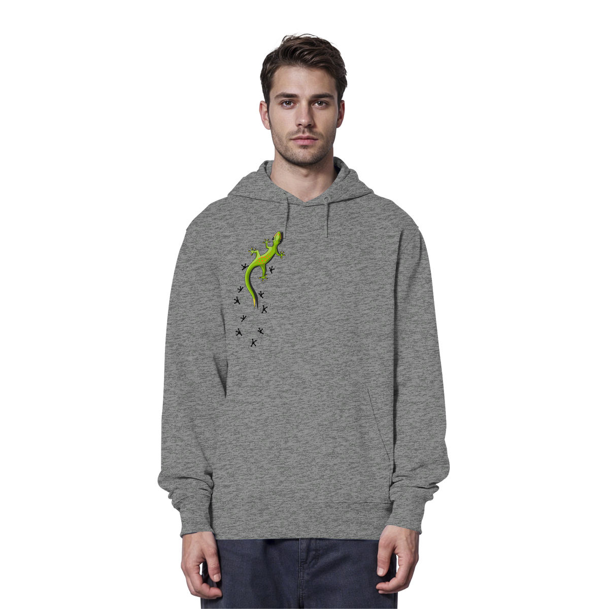 Kletternder Gecko mit Spuren - Organic Hoodie